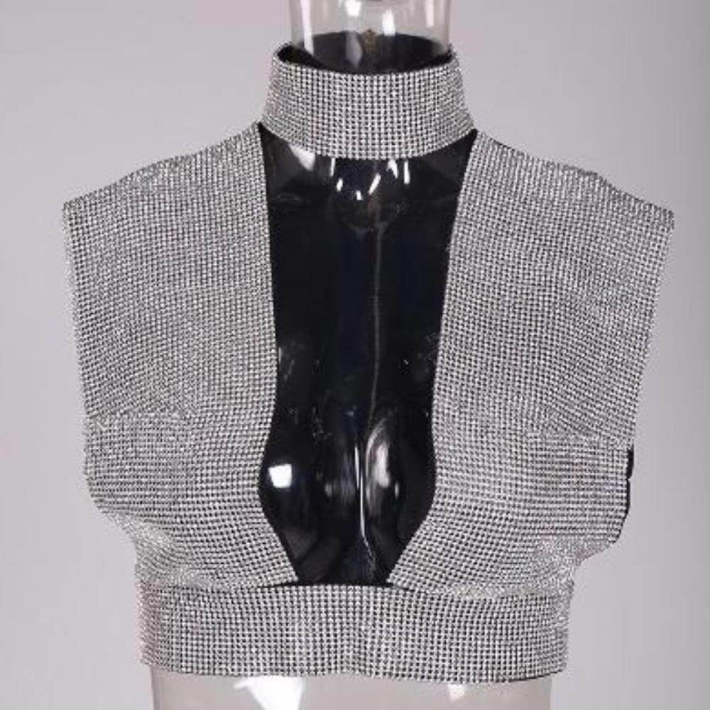 Angel Brinks Fashion Deep V rhinestone top
